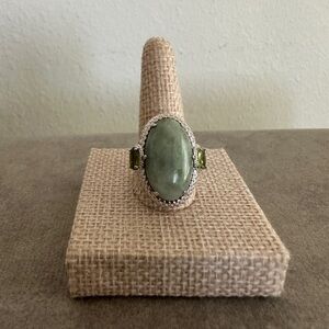 Green Jade and peridot Ring by JOY
